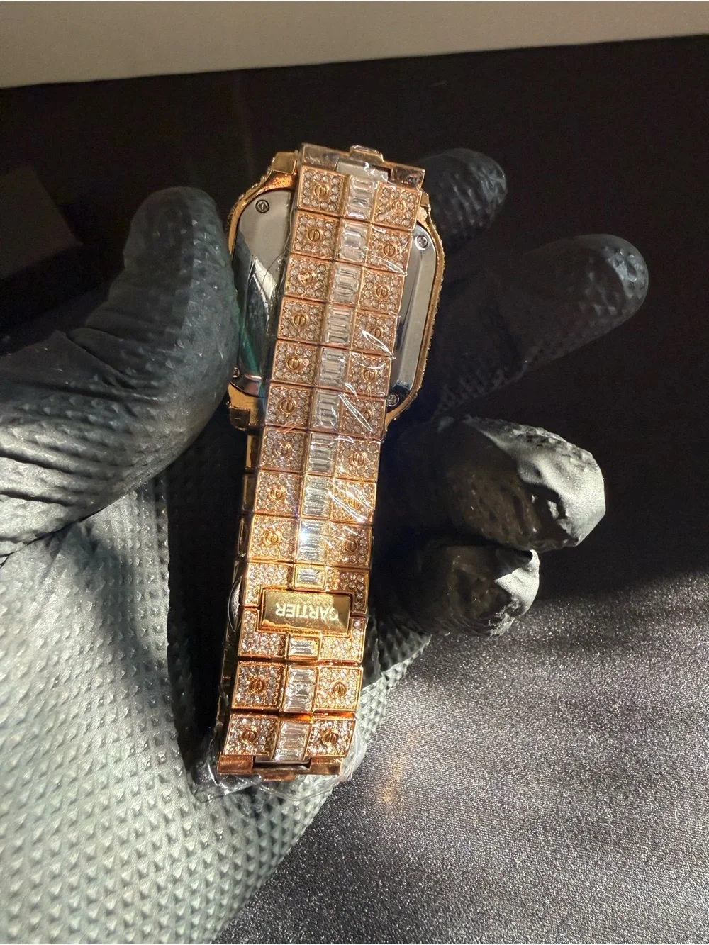 Gold Tone Pavé Crystal Square Face Bracelet Watch